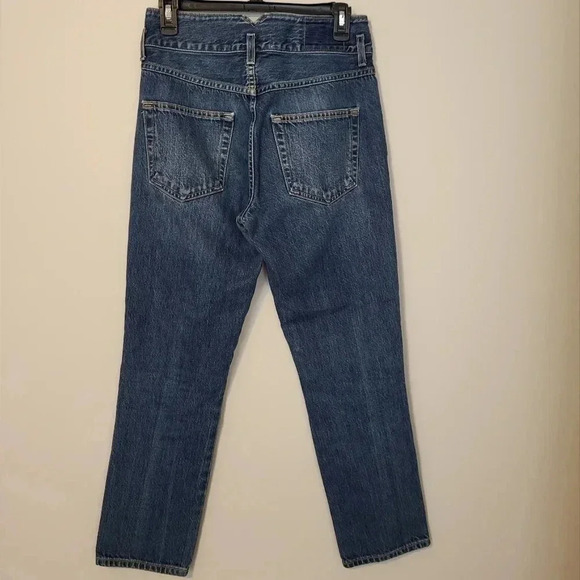 AMO Cotton Mid-Rise Ankle Length Straight Leg Tulip Jeans in Dark Vintage(26) - Picture 6 of 12